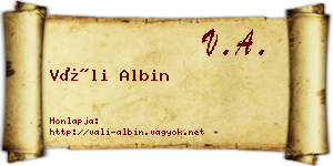 Váli Albin névjegykártya